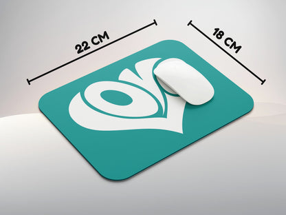 LOVE text in Heart Shapemousepad mockup style 3