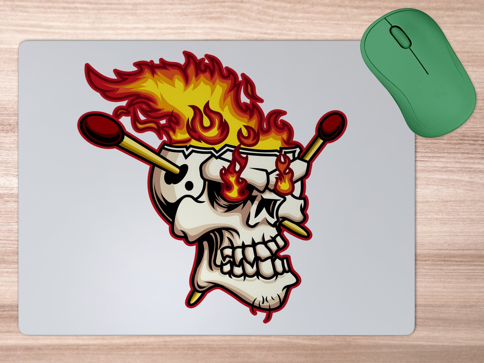 Matchstick inside head of Skeletonmousepad mockup style 5