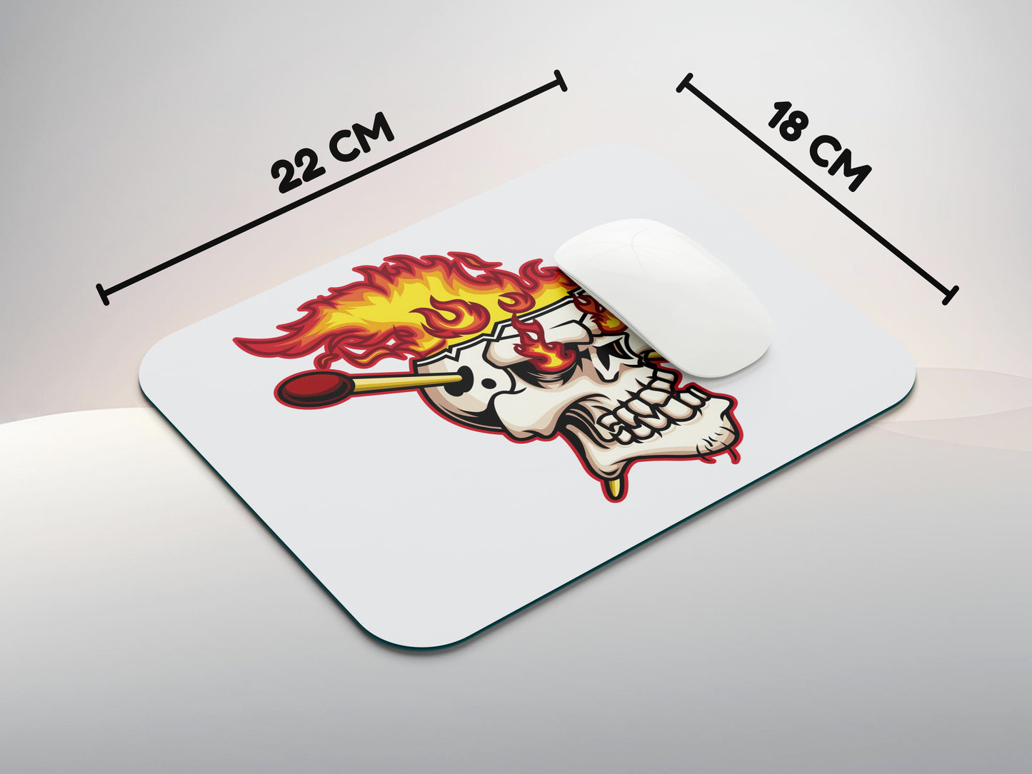 Matchstick inside head of Skeletonmousepad mockup style 3