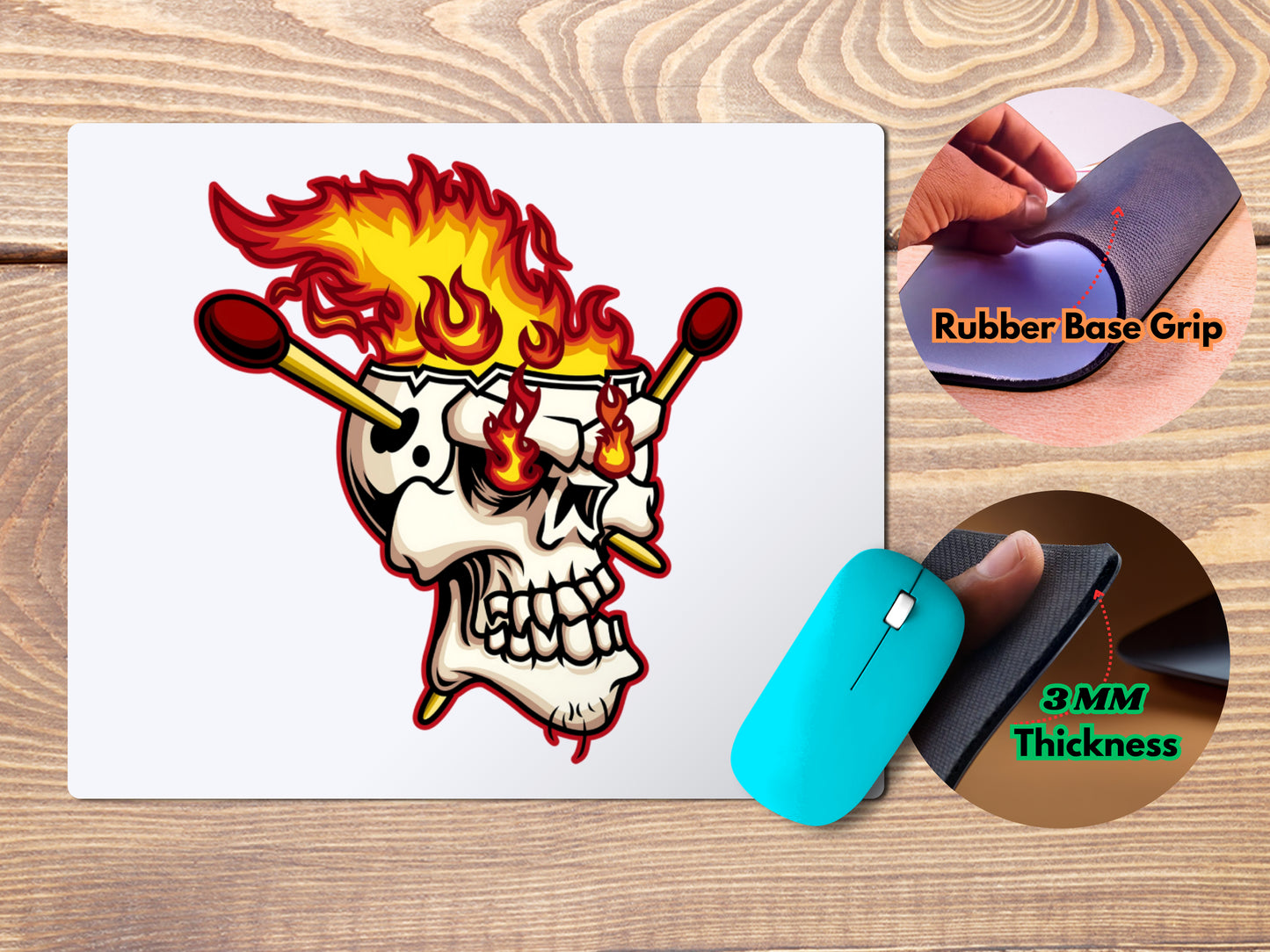 Matchstick inside head of Skeletonmousepad mockup style 4