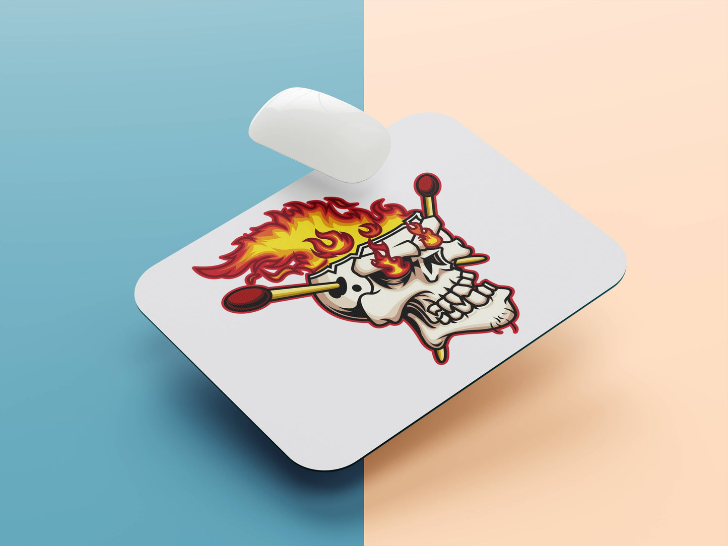 Matchstick inside head of Skeleton mousepad mockup style 1