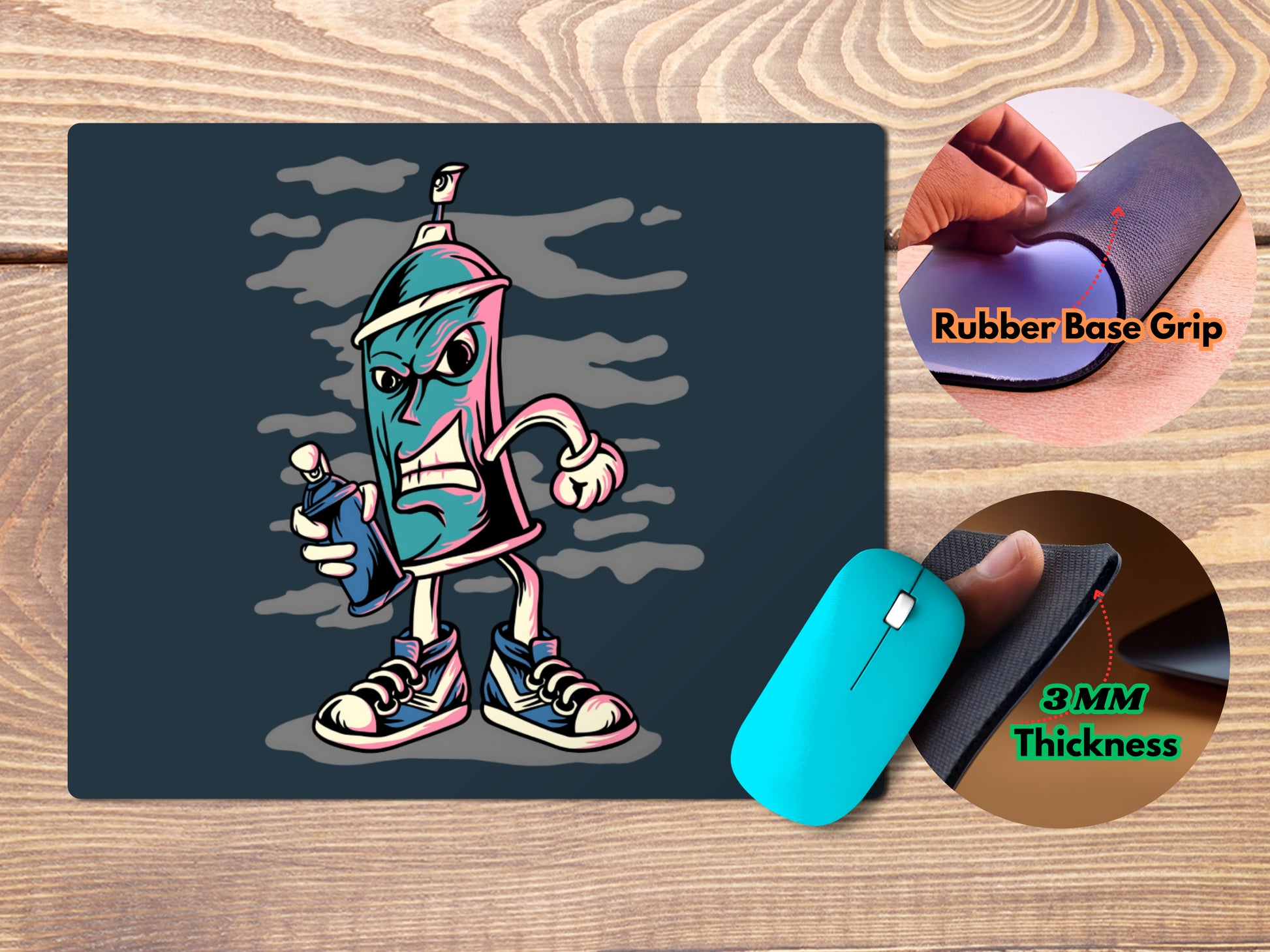 Paint cane cartoon with Spay Bottlemousepad mockup style 4