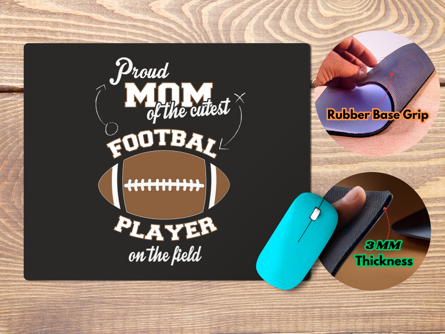 Proud Mom Football Playermousepad mockup style 4