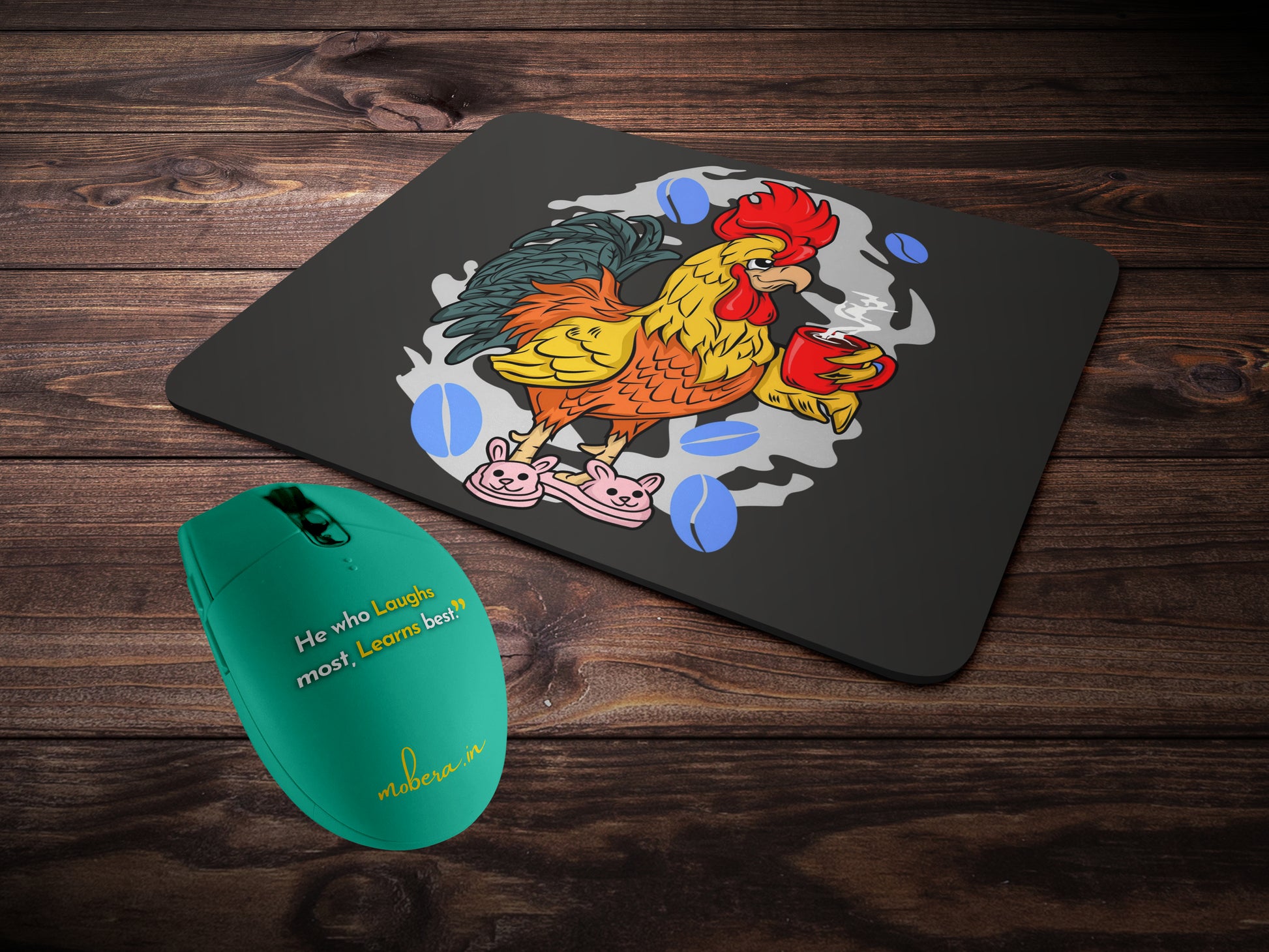 Rooster with Coffee Mug - Morning callmousepad mockup style 2