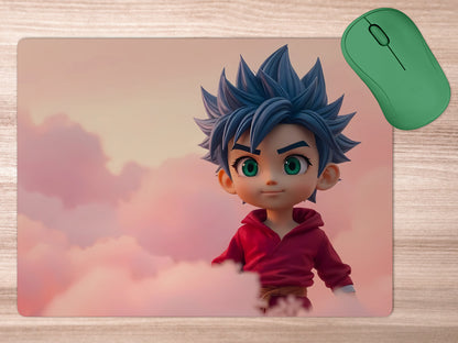 Male character with spiky blue hairmousepad mockup style 5