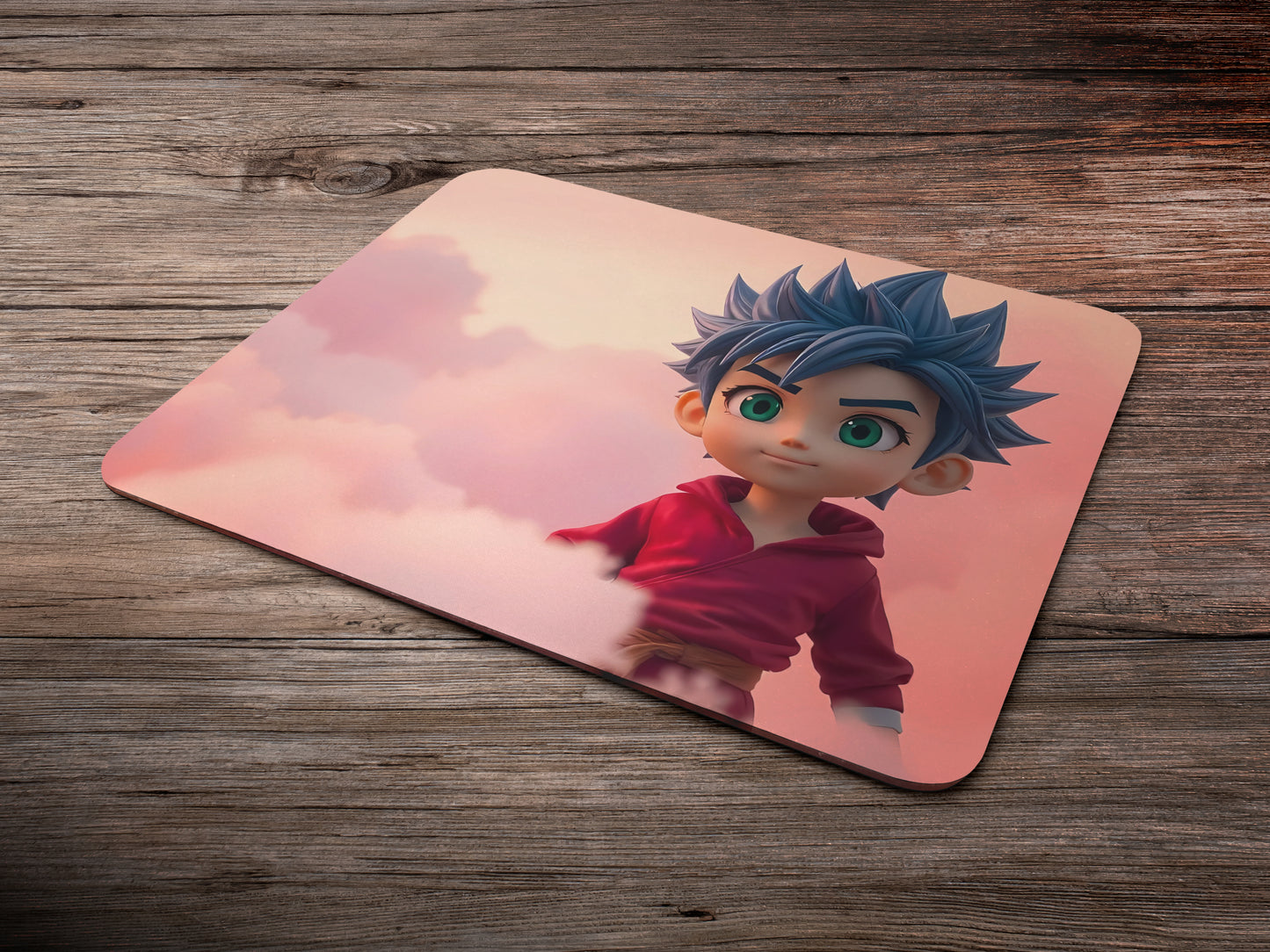 Male character with spiky blue hairmousepad mockup style 6