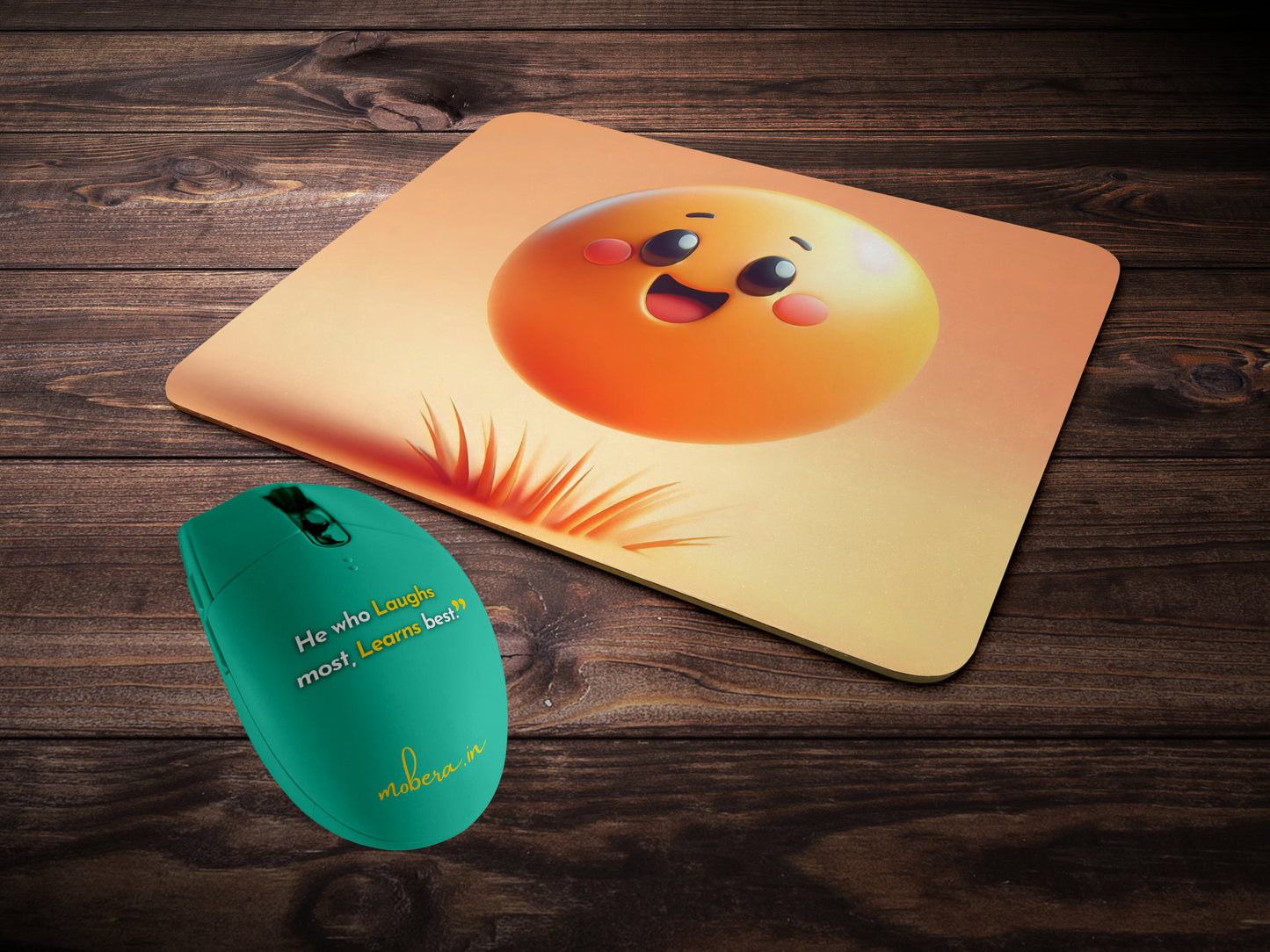 Cartoon bouncy ball with a joyful facemousepad mockup style 2