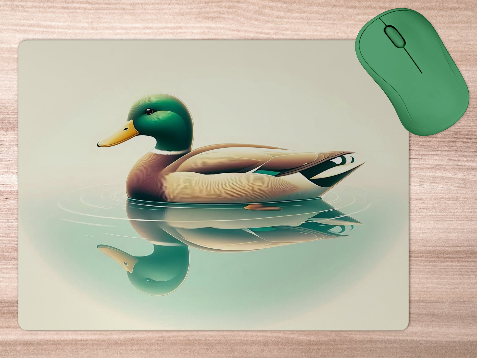 Duck swimming gracefully on a calm pondmousepad mockup style 5