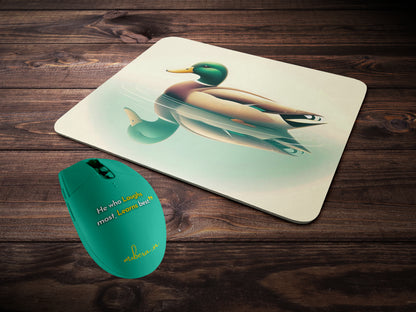 Duck swimming gracefully on a calm pondmousepad mockup style 2