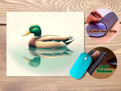 Duck swimming gracefully on a calm pondmousepad mockup style 4