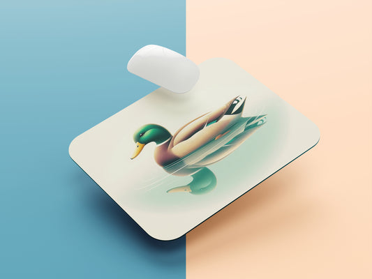 Duck swimming gracefully on a calm pond mousepad mockup style 1