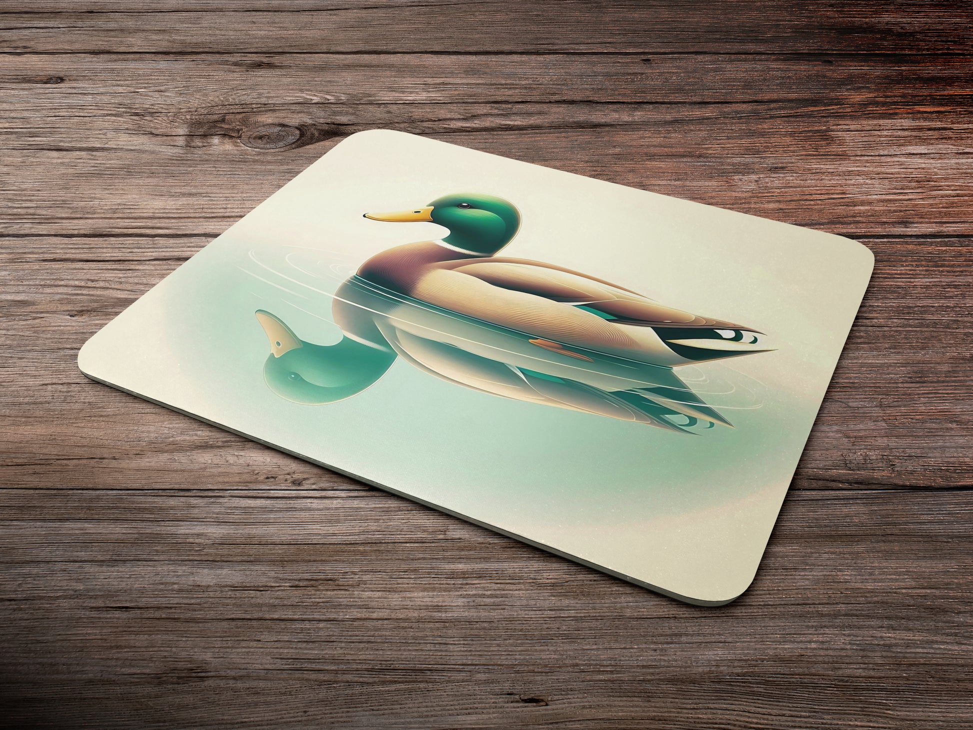 Duck swimming gracefully on a calm pondmousepad mockup style 6