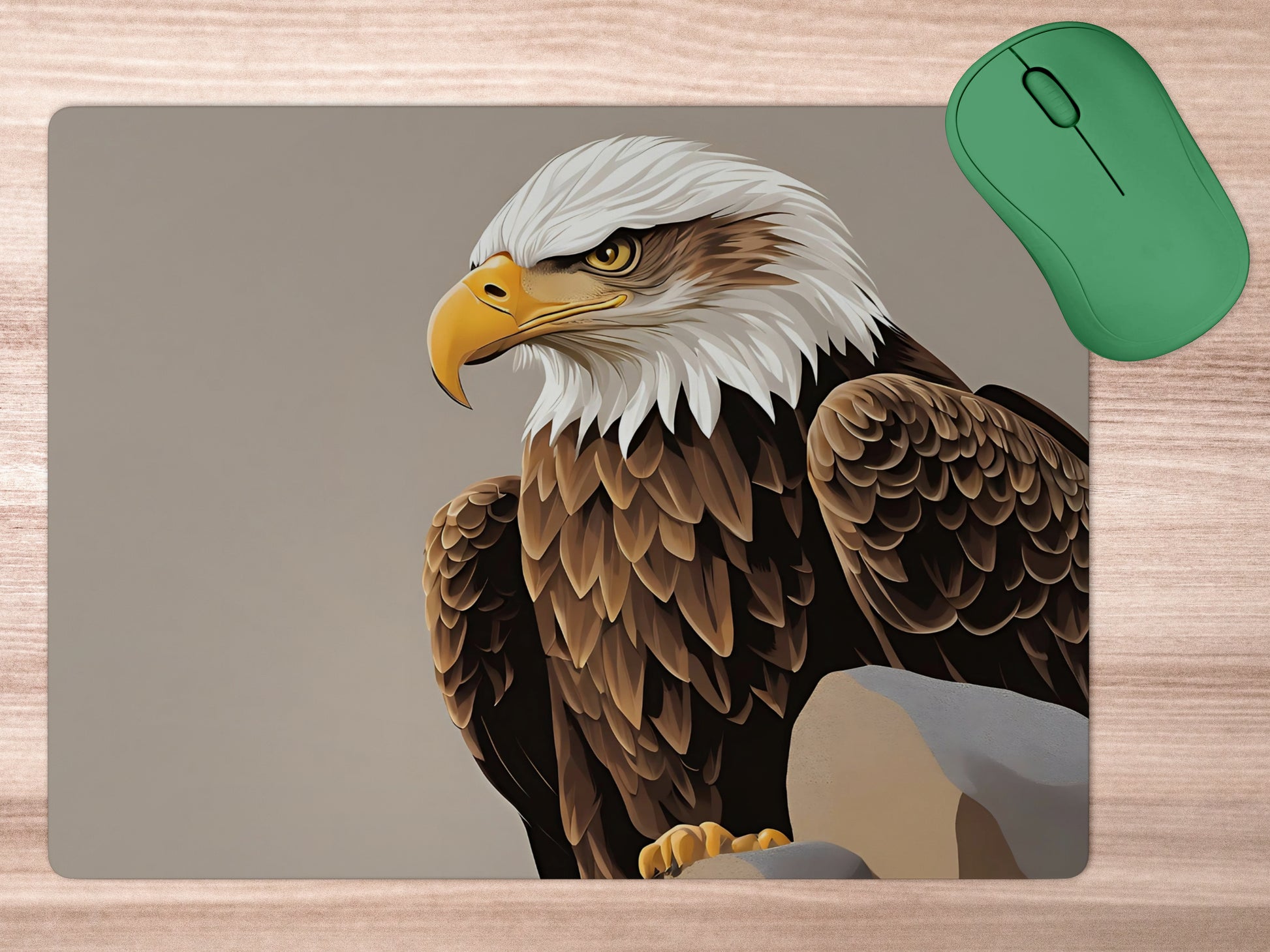 Eagle perched on a rocky ledgemousepad mockup style 5