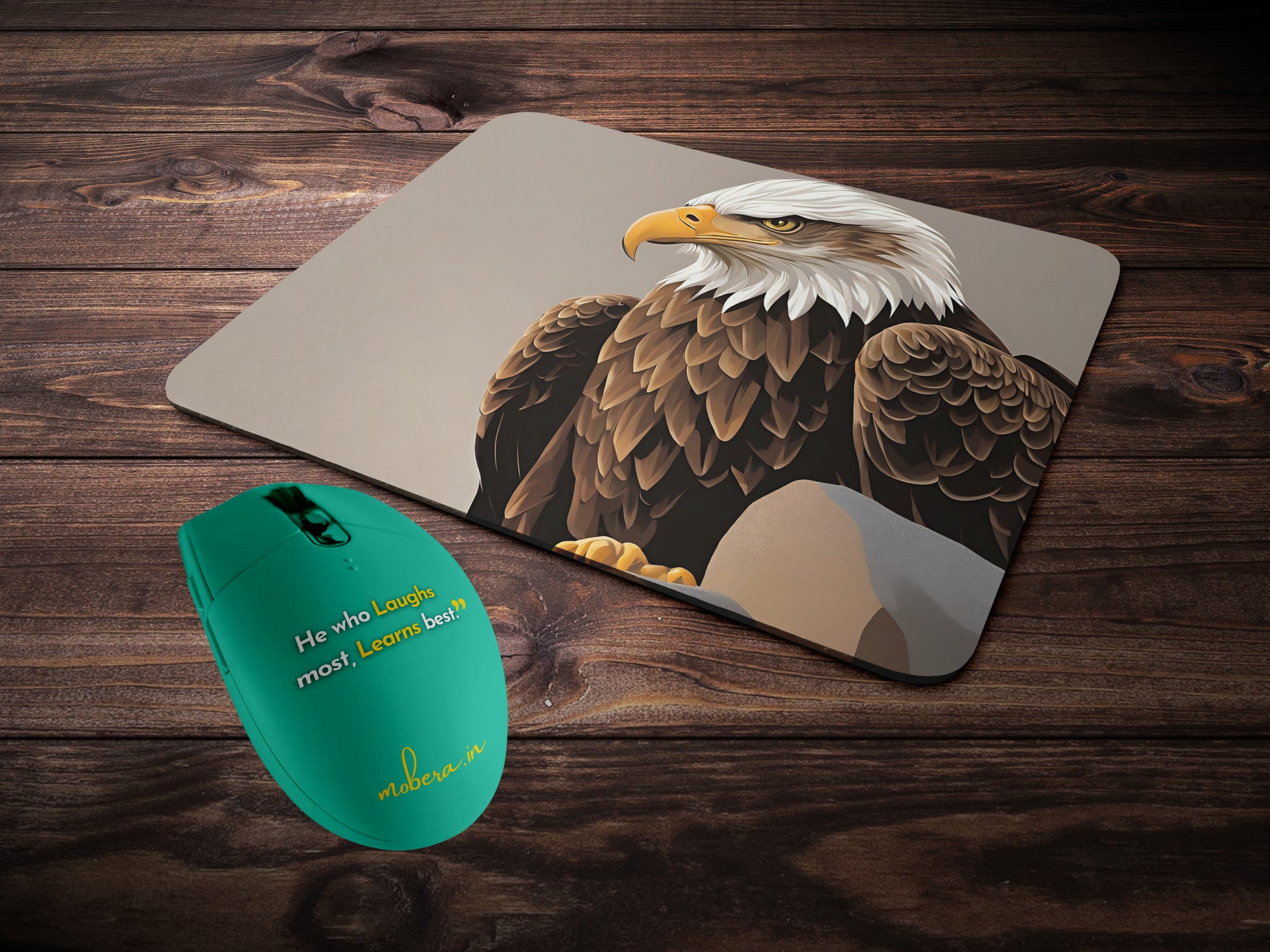 Eagle perched on a rocky ledgemousepad mockup style 2