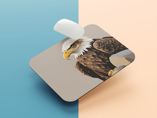 Eagle perched on a rocky ledge mousepad mockup style 1