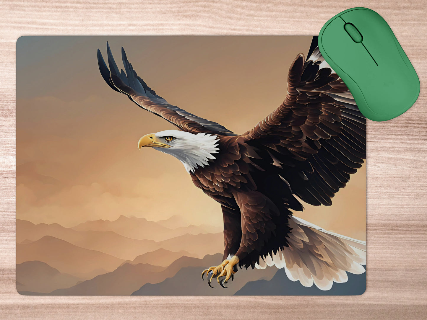 Eagle soaring high in the sky with its wings fully spreadmousepad mockup style 5