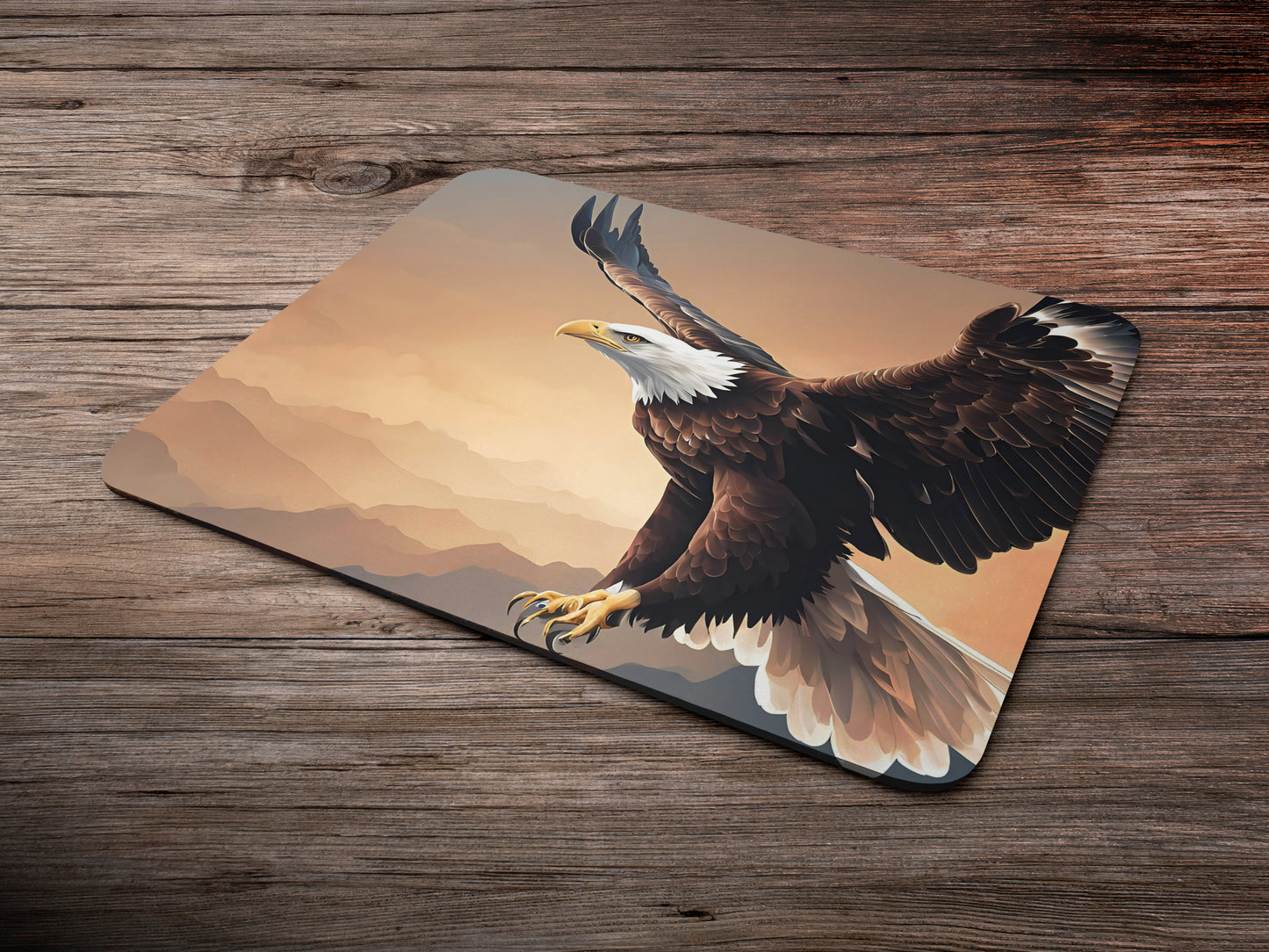 Eagle soaring high in the sky with its wings fully spreadmousepad mockup style 6