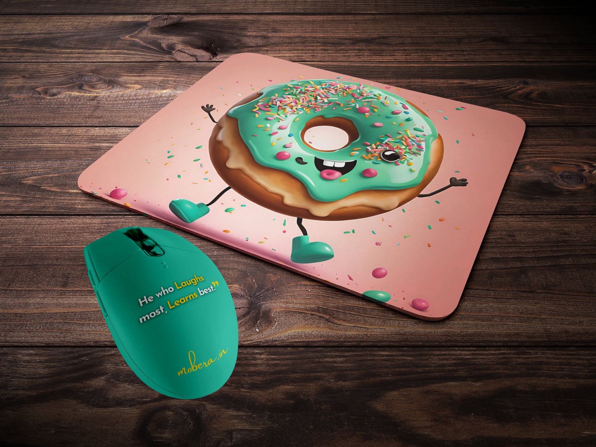 Happy doughnut character with sprinklesmousepad mockup style 2