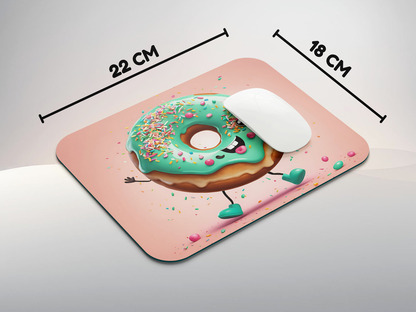 Happy doughnut character with sprinklesmousepad mockup style 3