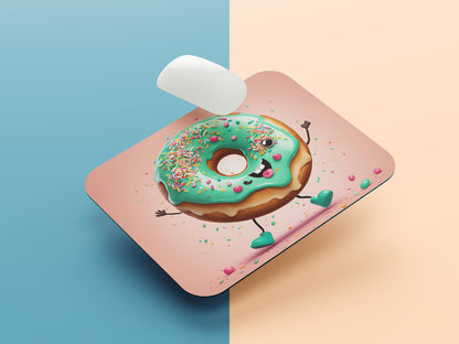 Happy doughnut character with sprinkles mousepad mockup style 1