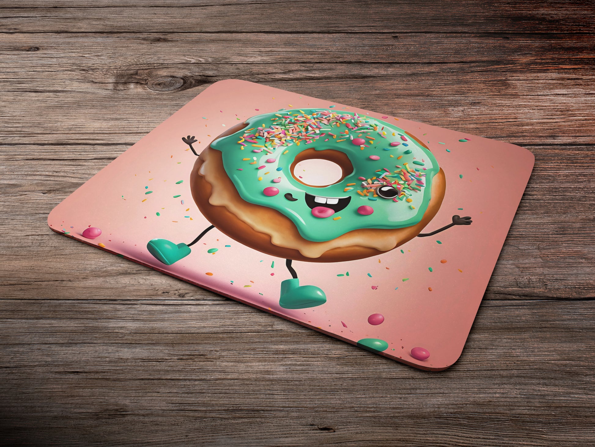 Happy doughnut character with sprinklesmousepad mockup style 6