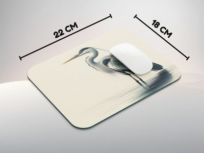 Heron standing gracefully in shallow watermousepad mockup style 3