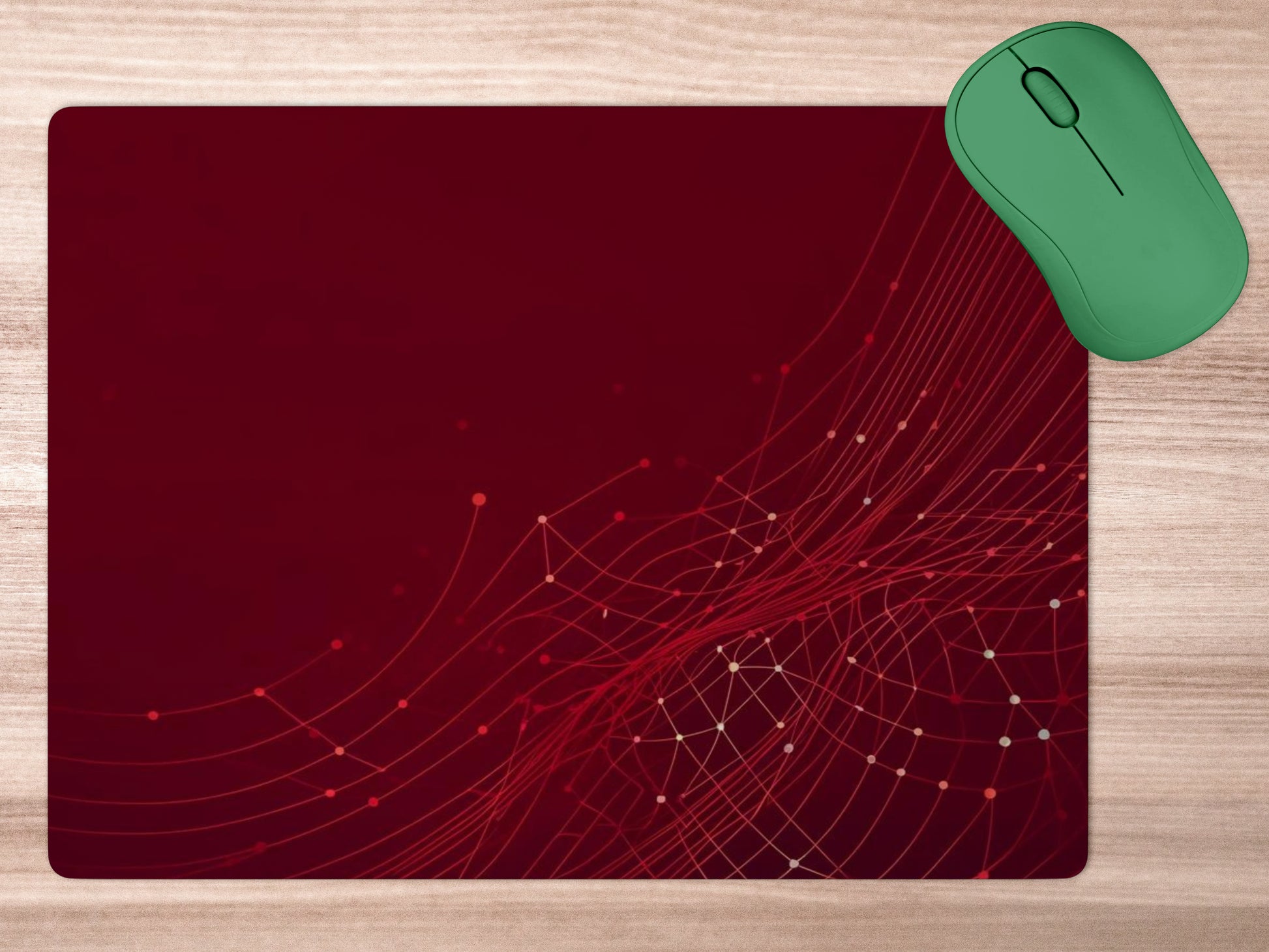 Lines connected against a solid deep red backgroundmousepad mockup style 5