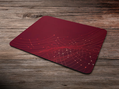 Lines connected against a solid deep red backgroundmousepad mockup style 6