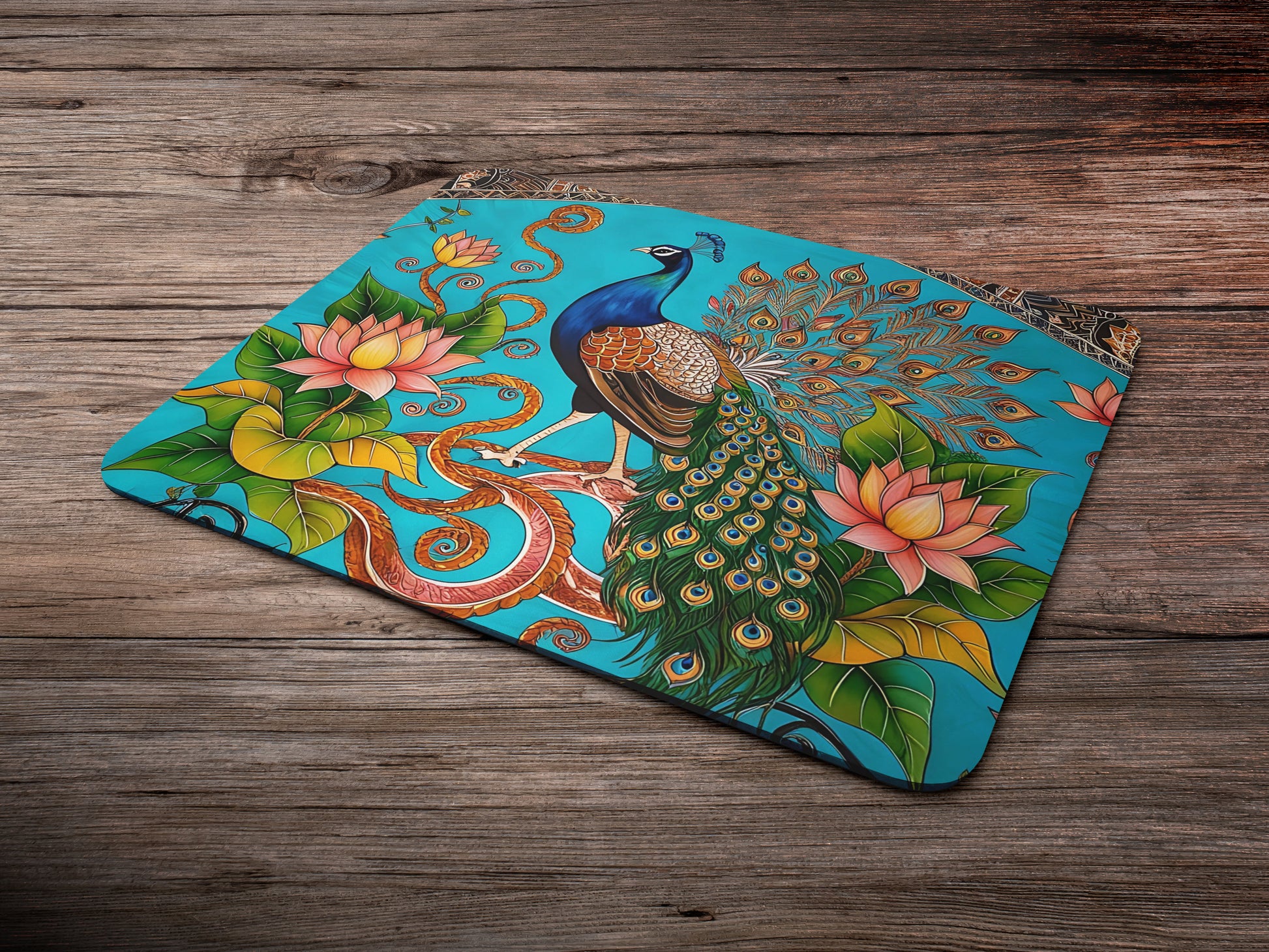 Madhubani art design featuring intricate patternsmousepad mockup style 6