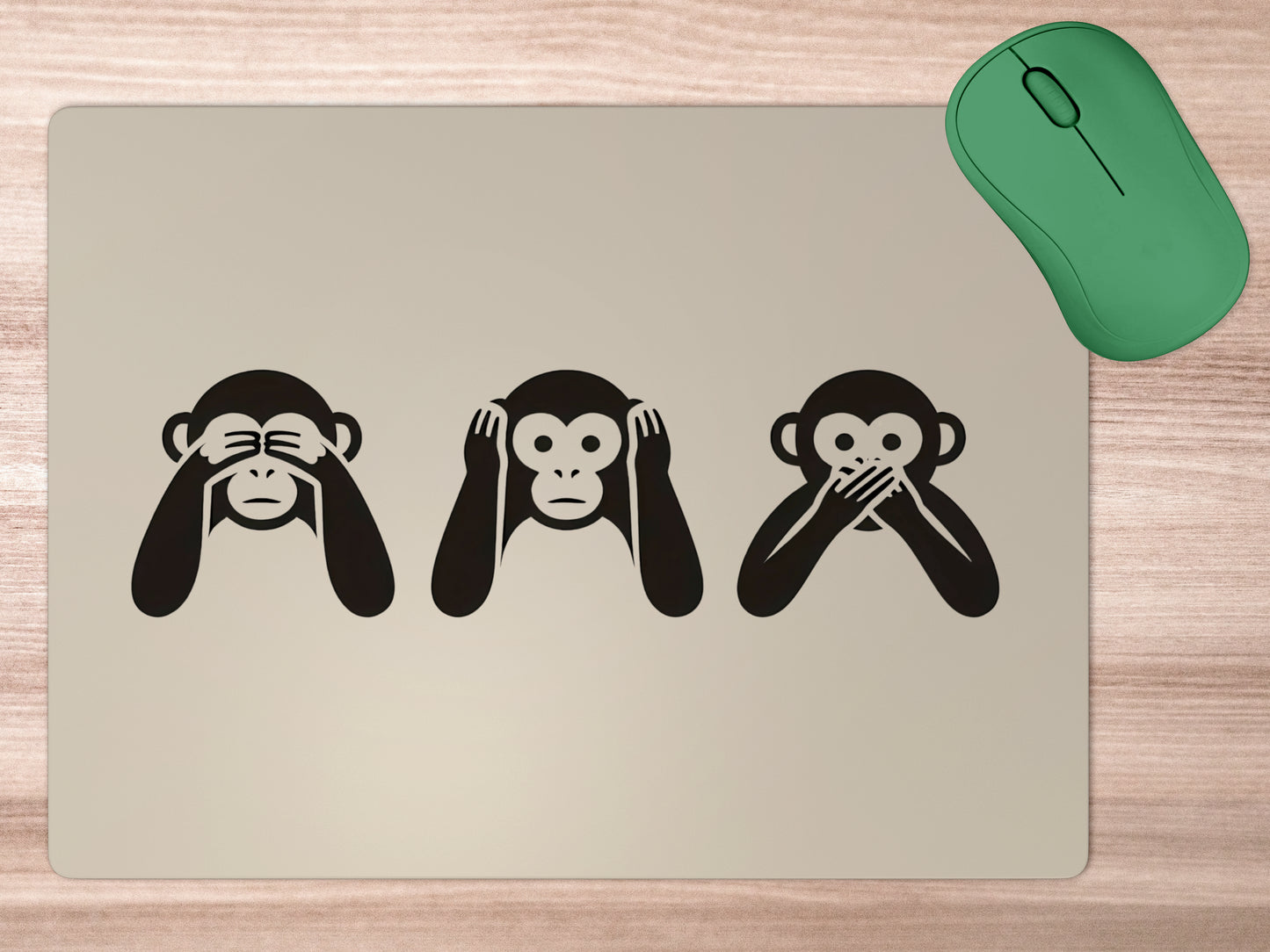 Mahatma Gandhi's Three Monkeys, A Symbol of Peace & Wisdommousepad mockup style 5