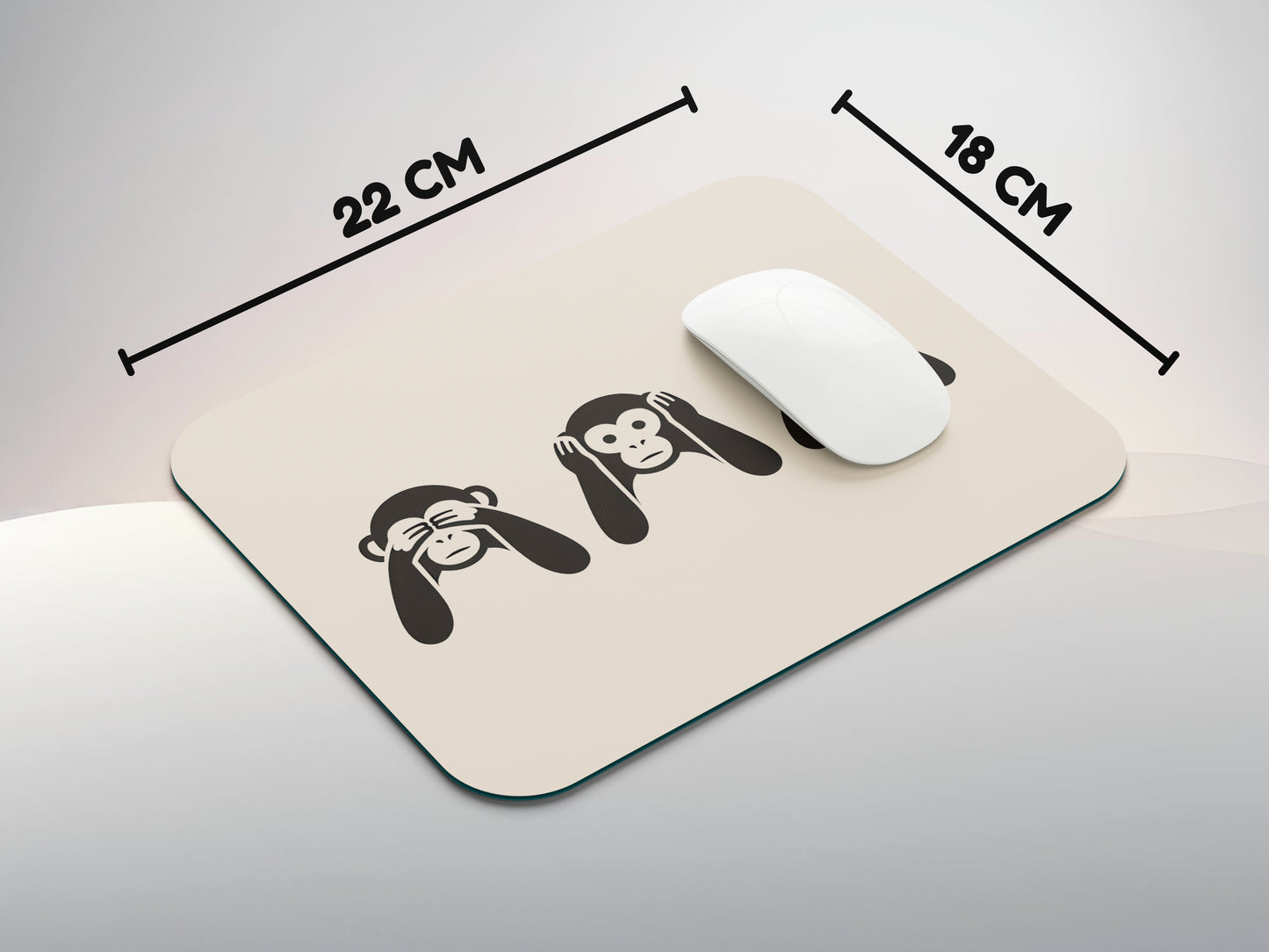 Mahatma Gandhi's Three Monkeys, A Symbol of Peace & Wisdommousepad mockup style 3