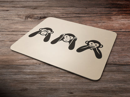 Mahatma Gandhi's Three Monkeys, A Symbol of Peace & Wisdommousepad mockup style 6