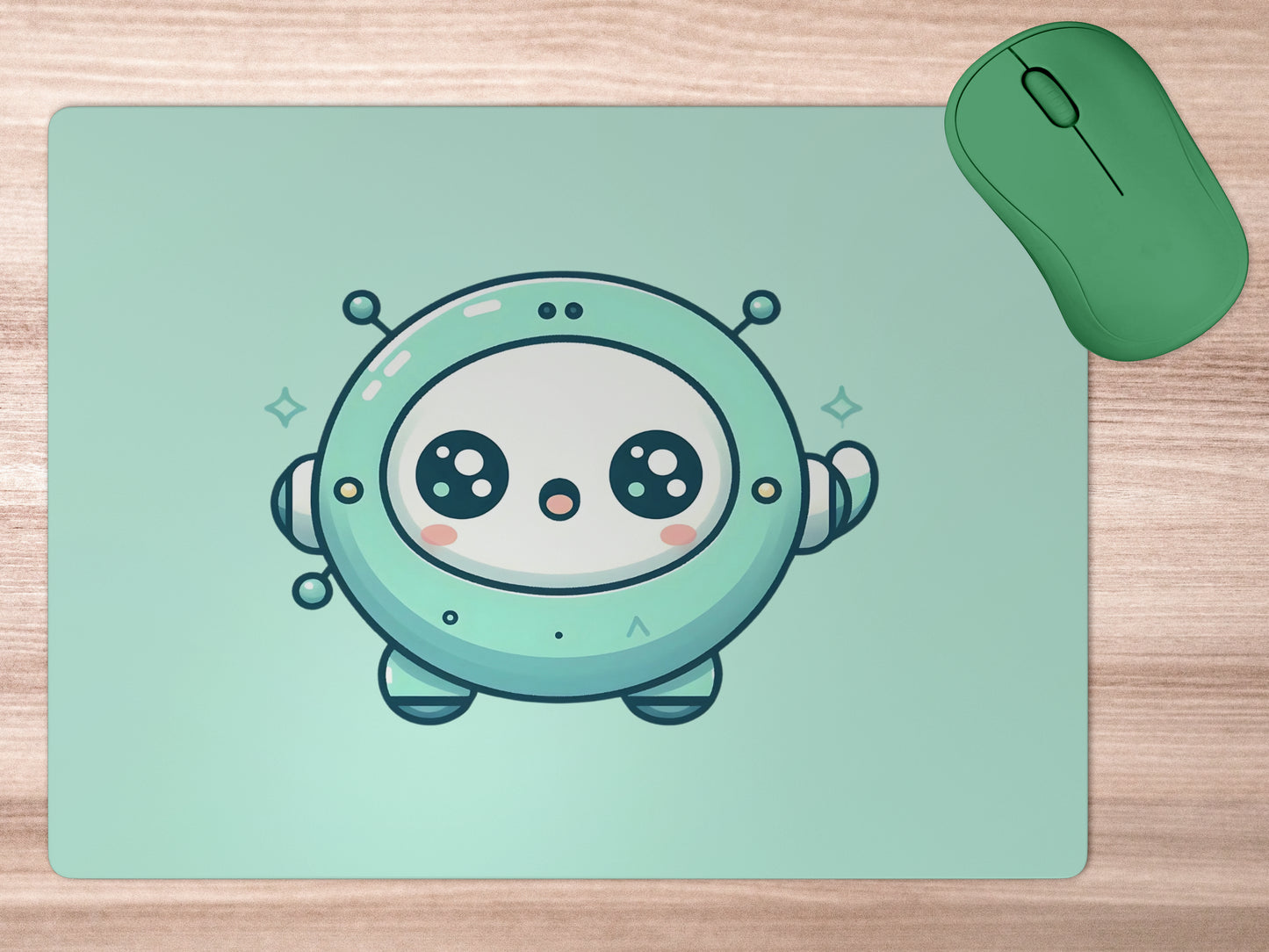 Mint green round robotmousepad mockup style 5