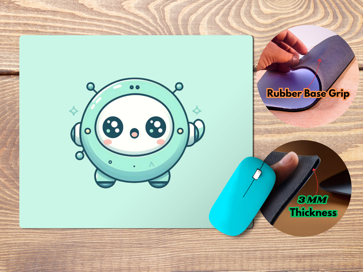 Mint green round robotmousepad mockup style 4