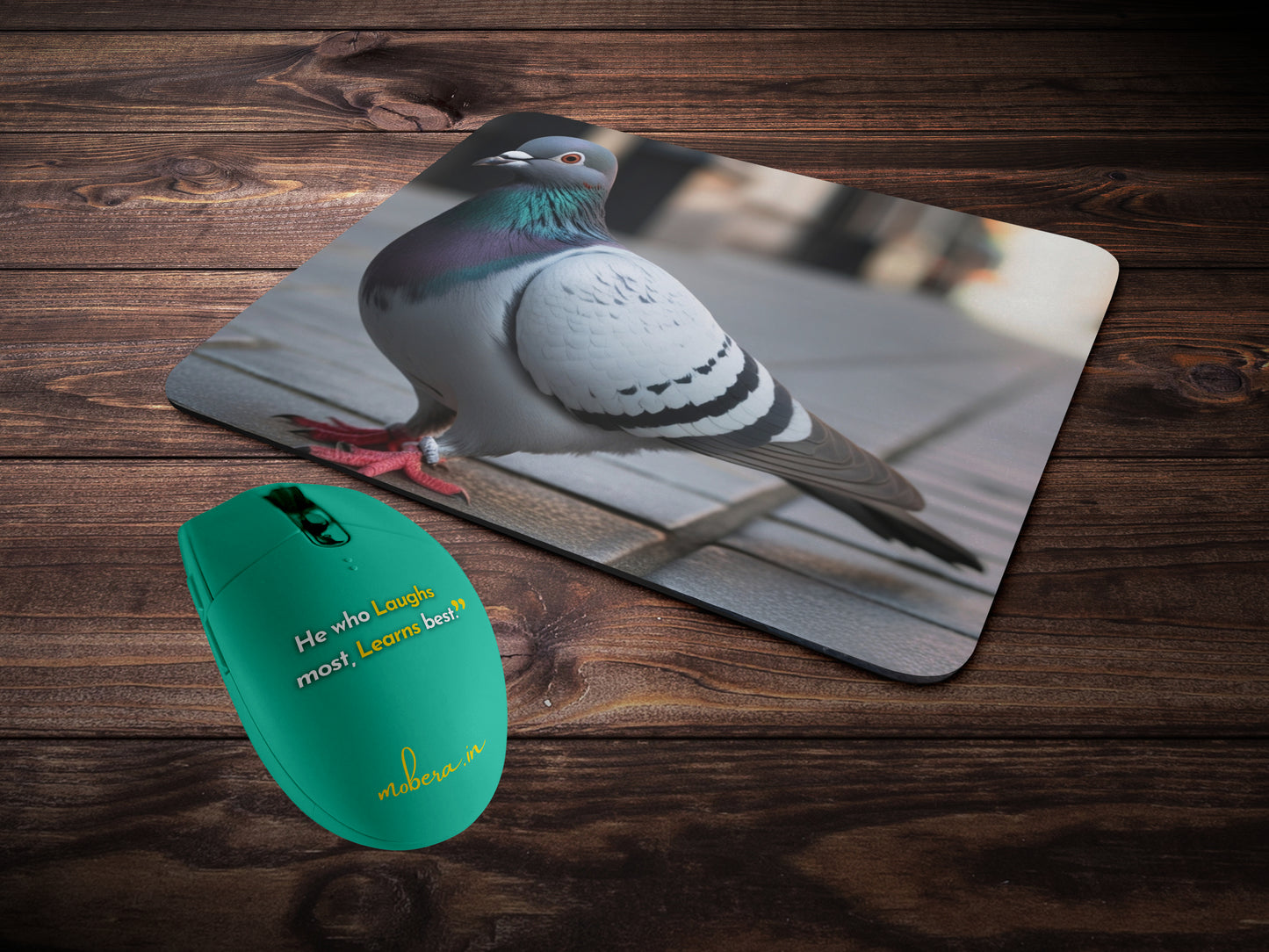 Pigeon standing on a city streetmousepad mockup style 2