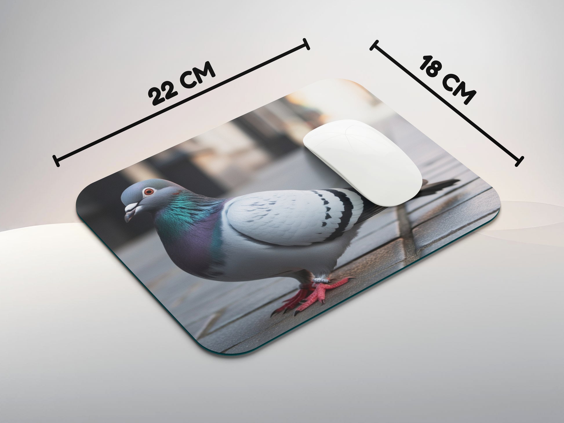 Pigeon standing on a city streetmousepad mockup style 3