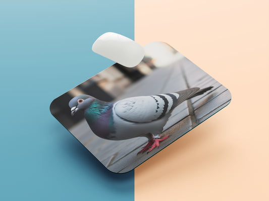 Pigeon standing on a city street mousepad mockup style 1