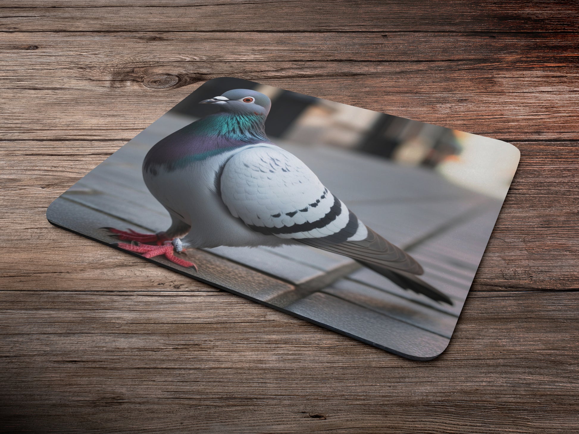 Pigeon standing on a city streetmousepad mockup style 6