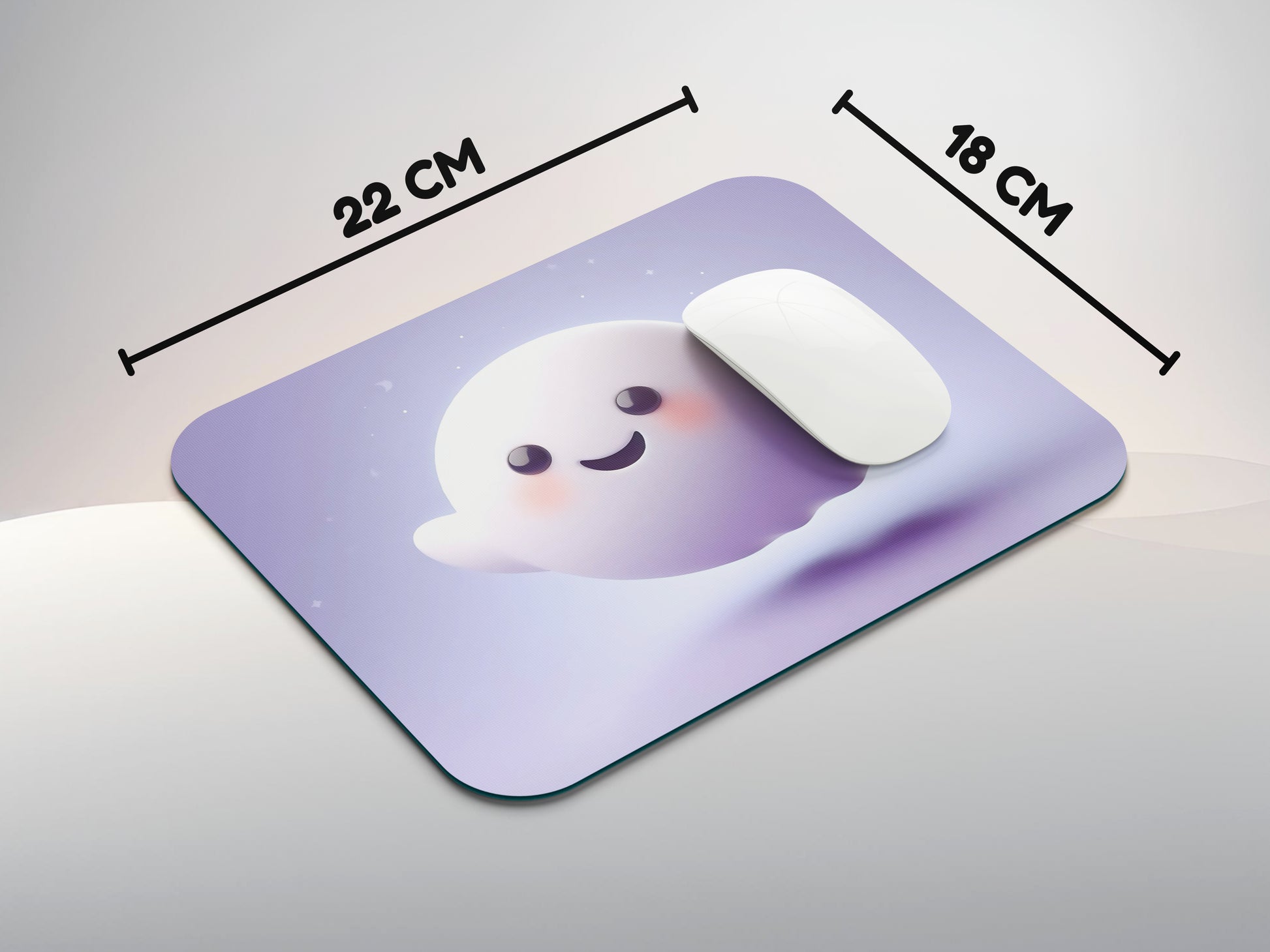 Playful, round ghost with a big smilemousepad mockup style 3