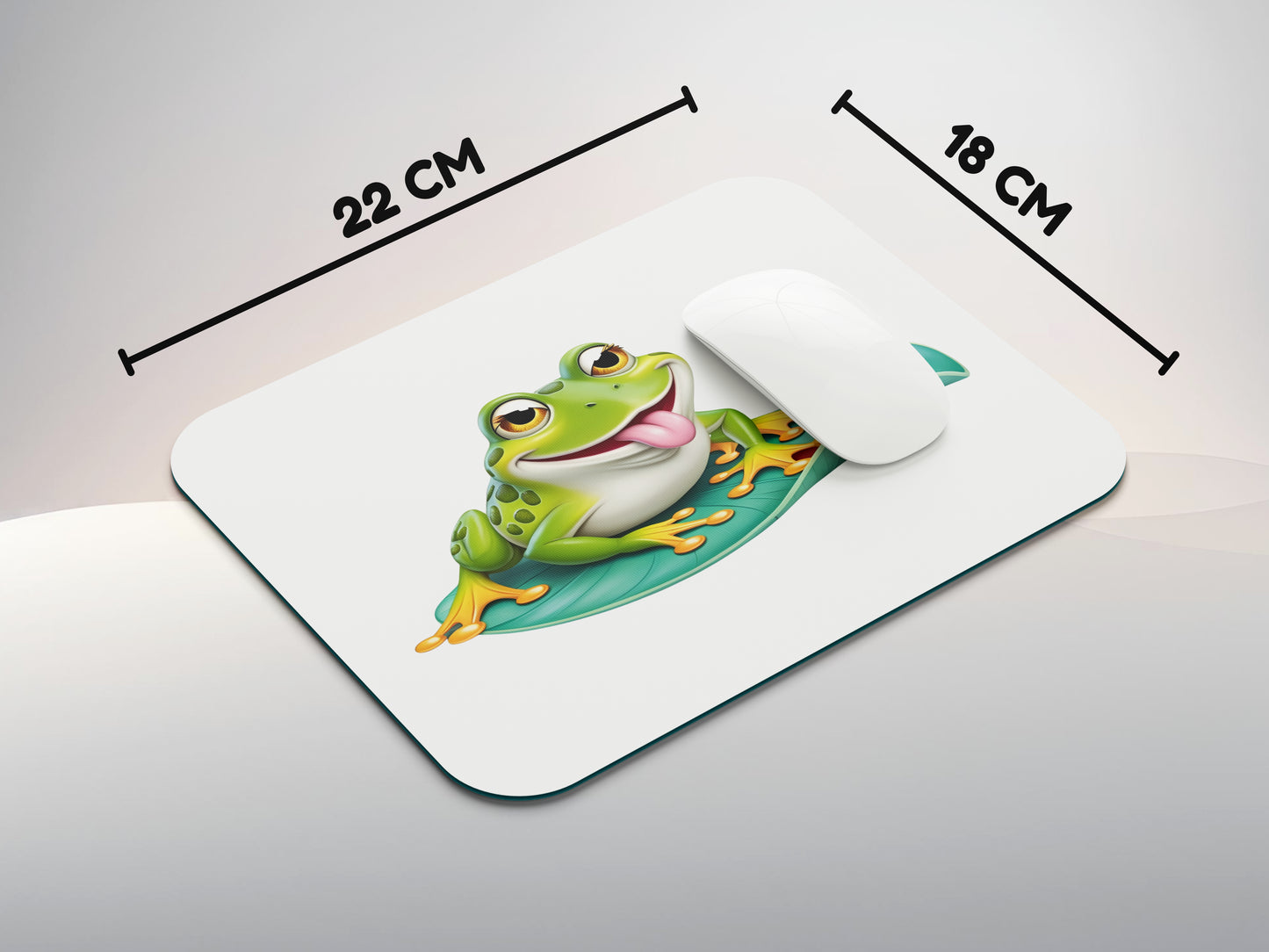 Quirky frog sitting on a lily pad - white backgroundmousepad mockup style 3