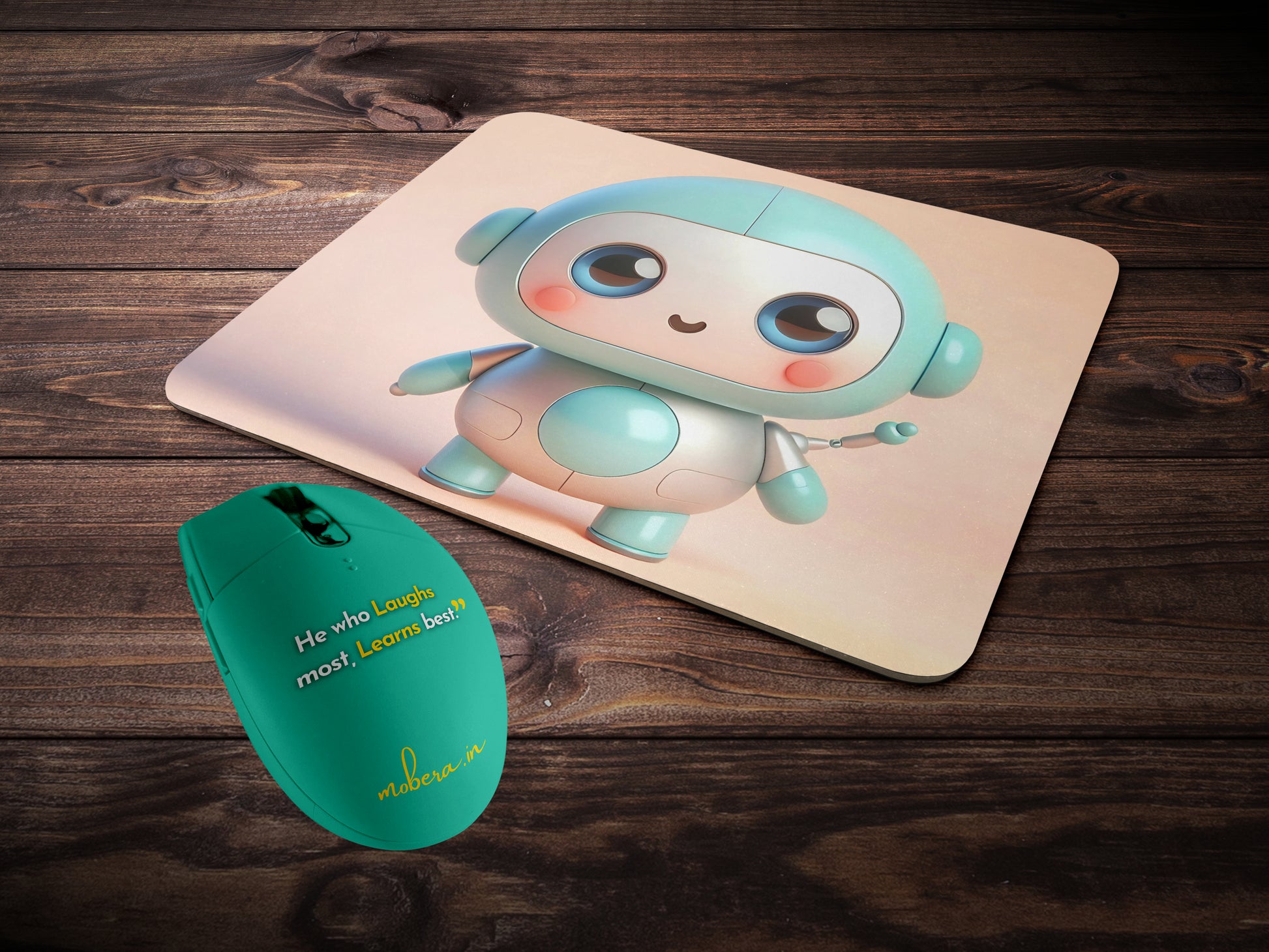 Round robot short armsmousepad mockup style 2