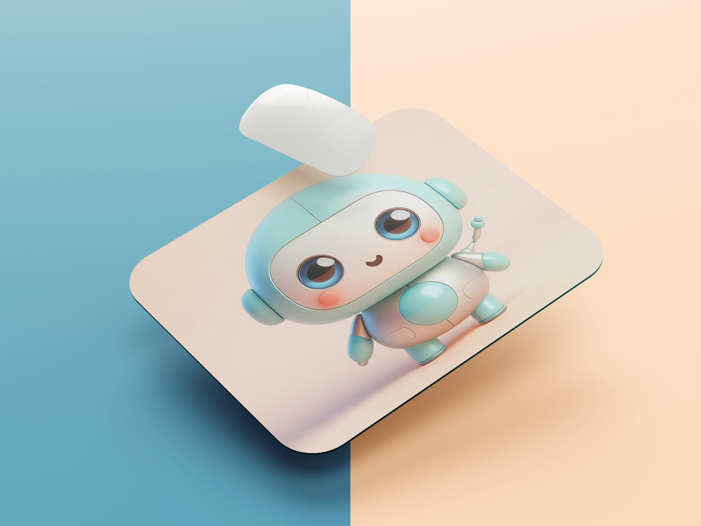 Round robot short arms mousepad mockup style 1