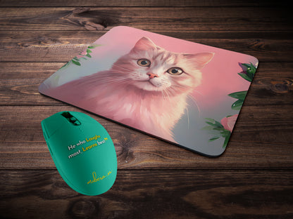 Round-faced cat with wide eyesmousepad mockup style 2