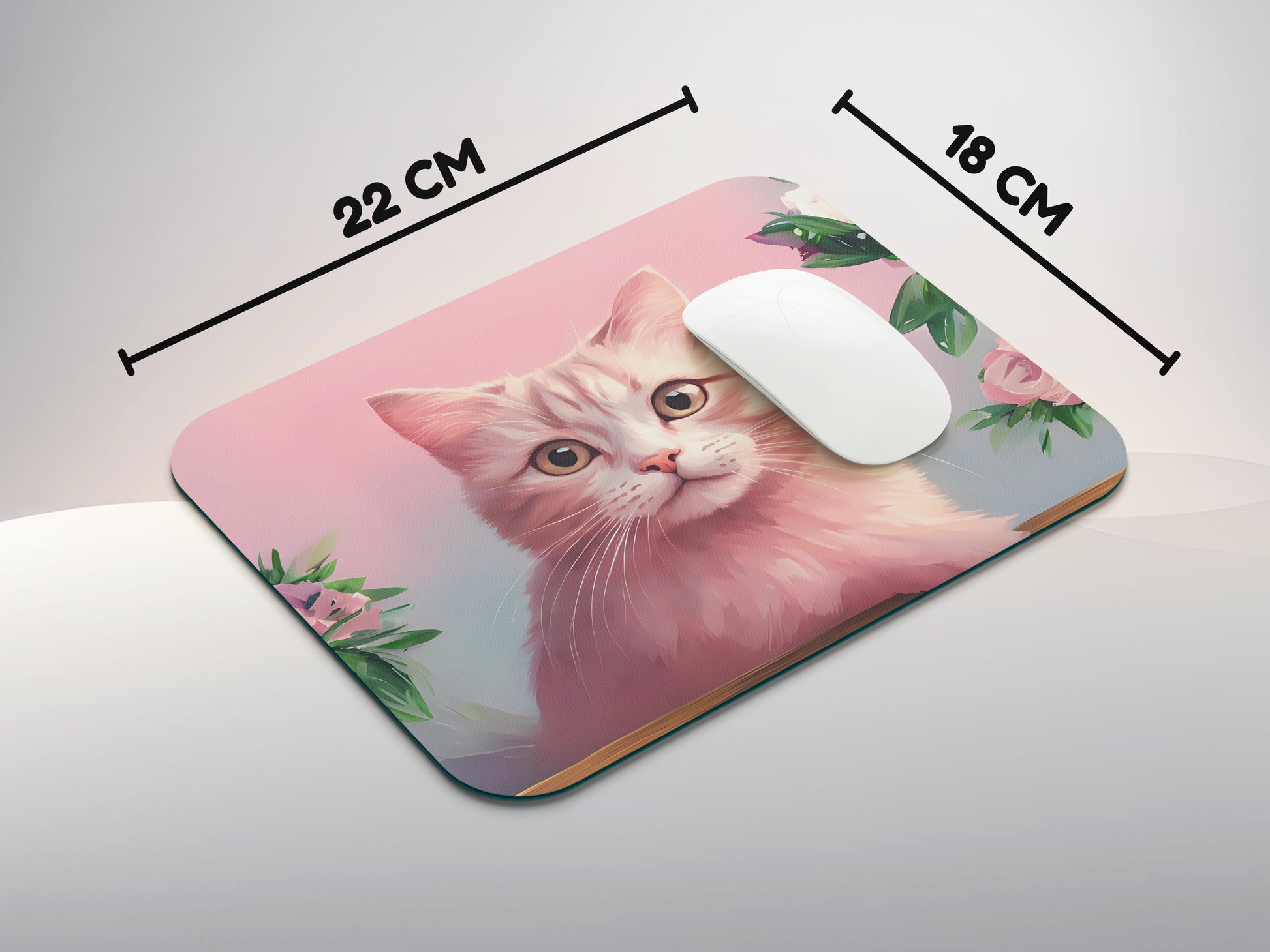 Round-faced cat with wide eyesmousepad mockup style 3