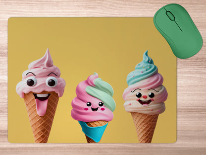 Single-scoop ice cream cone with a friendly facemousepad mockup style 5