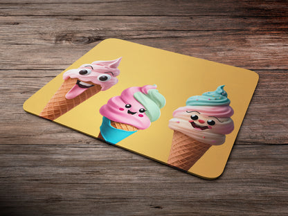 Single-scoop ice cream cone with a friendly facemousepad mockup style 6