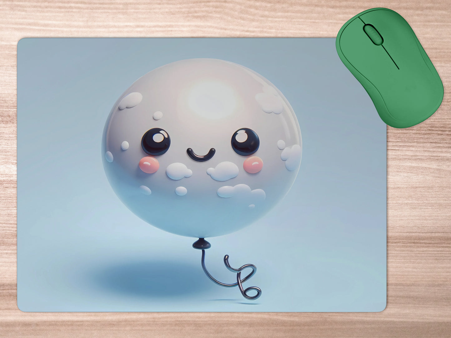 Smiling, round balloon floating in the air with a cute facemousepad mockup style 5