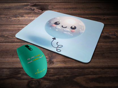 Smiling, round balloon floating in the air with a cute facemousepad mockup style 2