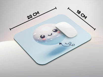 Smiling, round balloon floating in the air with a cute facemousepad mockup style 3