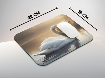 Swan resting by the water's edge, surrounded by gentle ripplesmousepad mockup style 3